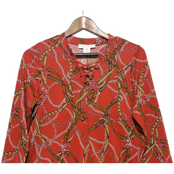 Skye's The Limit Top Women's Medium Pullover Orange Horse and Bridle Motif - Picture 3 of 8